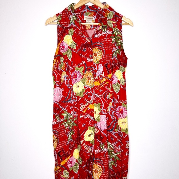 Viantge midi rayon Hawaiian dress Expressoins size 14 - Picture 1 of 3